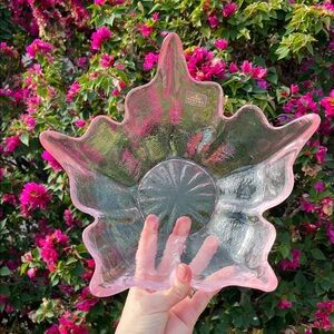 Viking Vintage Lotus 5 Petal Pink Glass Candy Dish 1970’s